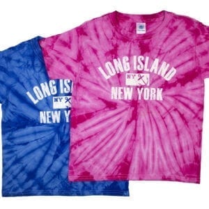 Blue and magenta tie dye T-shirts