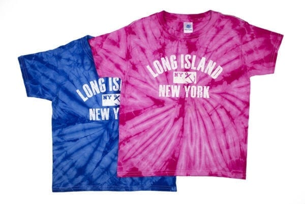 Blue and magenta tie dye T-shirts