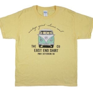 yellow T-shirt with bus print