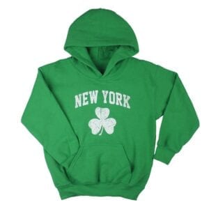 Green hoodie with clover leaf design