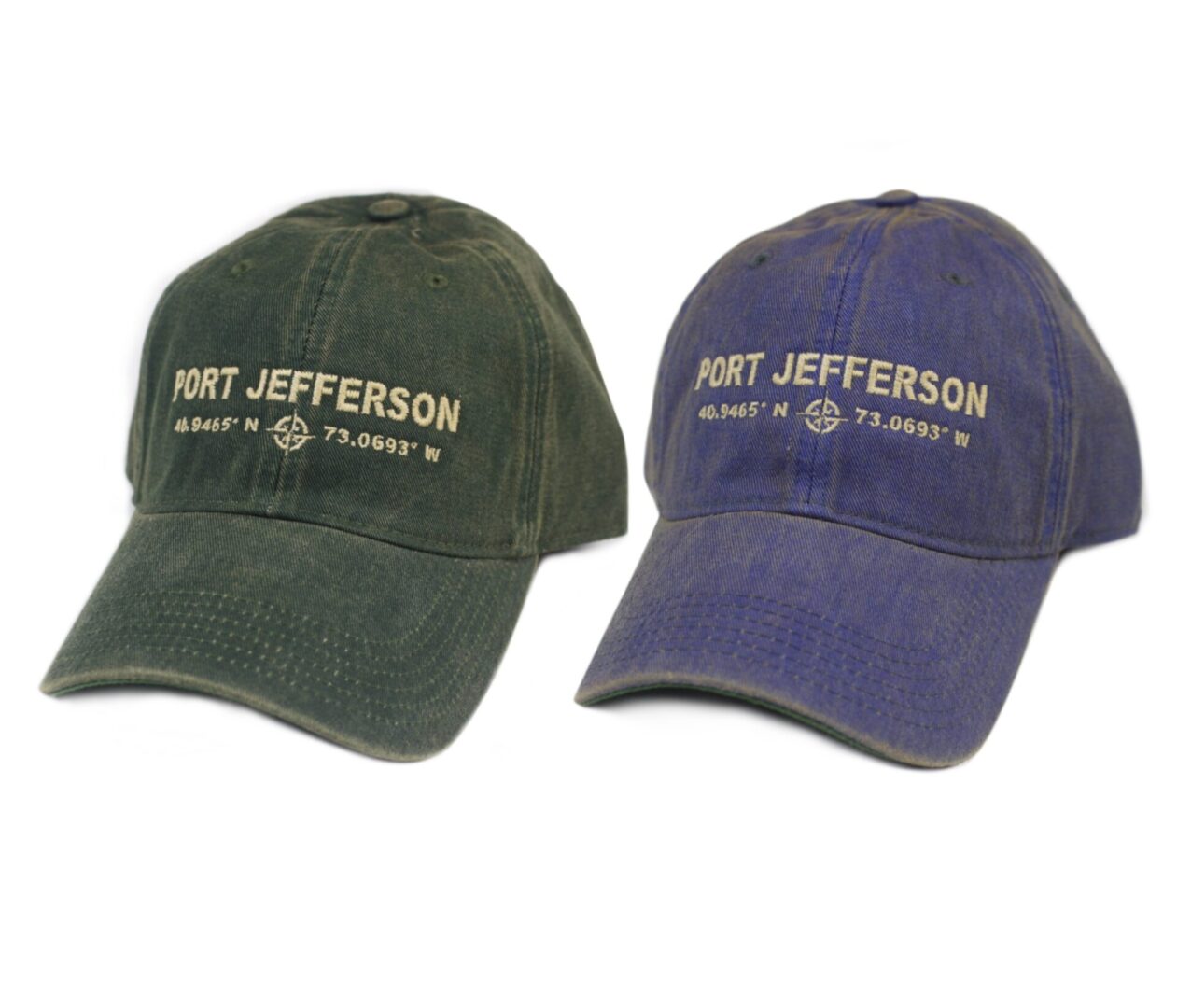 Port Jefferson Coordinates Hat Green and Blue