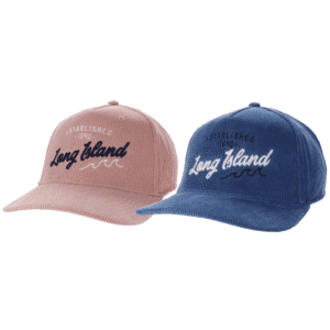 Pink and blue Long Island embroidered caps